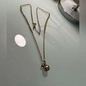 Lia Sophia Matte Gold Necklace with Pearl and Charm